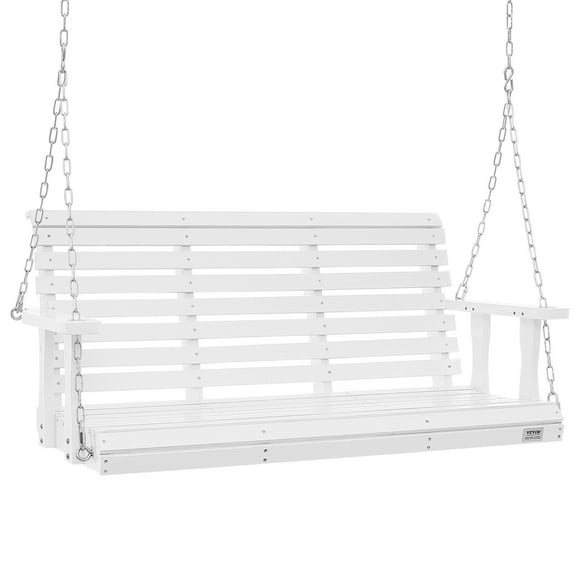 Upgraded 4.5 FT Wooden Swing Chair - 880 lbs Capacity Patio Bench with Hanging Chains, Perfect for Porch & Backyard, White