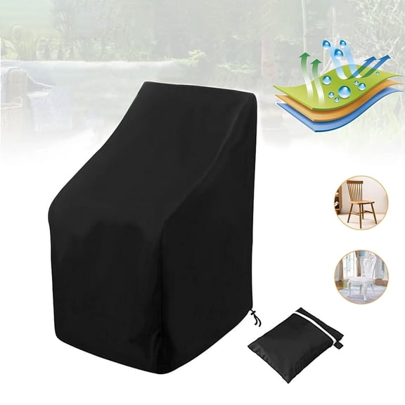 Stacking Outdoor Chair Cover Waterproof,Outdoor Patio Furniture Covers Stacked Chairs 210D, Lounge Chair Covers Outdoor Stack Chairs for All Weather Protection, Black, 25"L x 25"W x 47”H