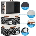 thumbnail image 3 of Extra Large Storage Bins with Lids, Foldable Fabric Storage Boxes with Lids and 3 Leather Handles, Sturdy Storage Baskets with Label Window for Home Office (6 Pack, White&Lattice Black), 3 of 4