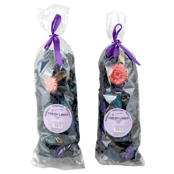 Dependable Industries' Fresh Linen Potpourri 2 Pack: Freshly Scented, Large Bags for Your Home Fresh Scent Petal Potpourri Bowl and Vase Filler Home Décor 2 Large Bags 120 Grams Each