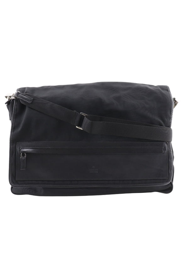 Pre-Owned GUCCI Crossbody Shoulder Bag 019 0376 Nylon Canvas Black Velcro Men's (Fair)
