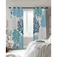 thumbnail image 3 of Blue Coastal Coral Blackout Curtains 84 Inches Length, Nautical Ocean Beach Marine Life Window Treatment Thermal Insulated Drapes for Bedroom Living Room 2 Panels 84x84 Inches, 3 of 8