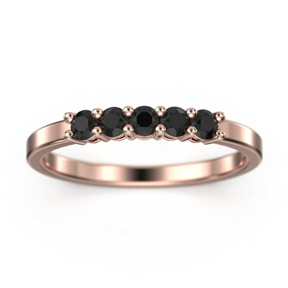 0.50ct Classic Round Cut Five Stone Black Diamond Moissanite Ring 10K rose gold