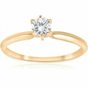 VIRAJ GEMS 14k Yellow Gold 1/4ct Round Diamond Solitaire Engagement Ring Jewelry Brilliant