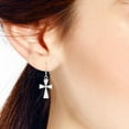 thumbnail image 4 of AeraVida Faithful Elegance Cross White Seashell Inlay Sterling Silver Dangle Earrings, 4 of 5