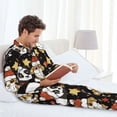 thumbnail image 4 of Mens Pajamas Set, Cute dog panda Button Down Long Sleeve Loungewear Sleepwear Pjs sets for Men, 4 of 5
