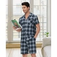 thumbnail image 5 of Tyhengta Men's Pajamas Plaid Sets Sleepwear Pajama Collar Short Sleeve Shirts and Pants Mens Pjs Lounge Set With Pockets Gradient color XXL, 5 of 6