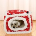 thumbnail image 3 of comerut Small Animal Hammock Christmas Print Keep Warm Pet Bed Squirrel Guinea Pigs Sleeping Nest House for Chinchilla, 3 of 8