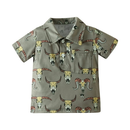 

Toddler Boys Girls Short Sleeve Cartoon Prints Coat Kids Tops T Shirt With Pocket