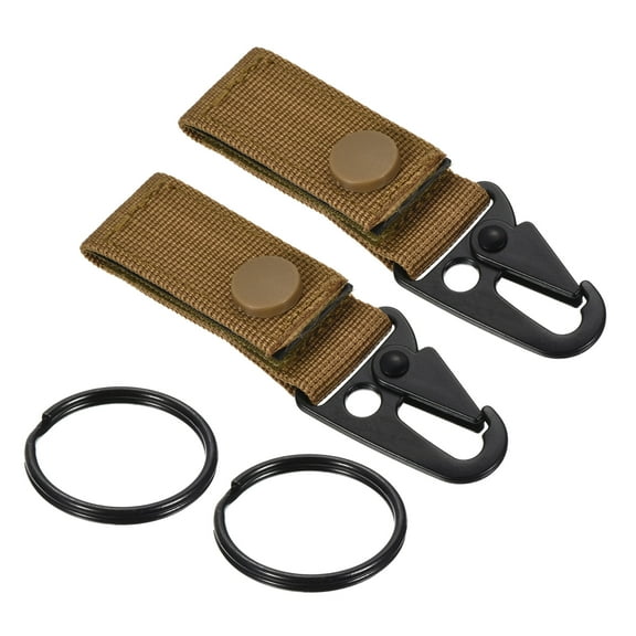 Uxcell Belt Keeper Key Ring, Nylon Webbing Strap Hanging Gear Buckle with Snap, khaki 2 Pack