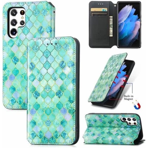 Compatible with Samsung Galaxy S23 Ultra 5G Wallet Case,Premium Leather Flip Wallet Case with Card Slots Kickstand Magnetic Buckle Shockproof Protective Cover for Galaxy S23 Ultra