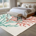 thumbnail image 4 of Teal Red Coral Area Rug 5x8 FT, Non Slip Bedroom Throw Carpet, Summer Ocean Nautical Coastal Rustic Burlap Washable Soft Floor Carpet Non-Shedding Rug for Living Room Nursery Dorm Office, 4 of 9