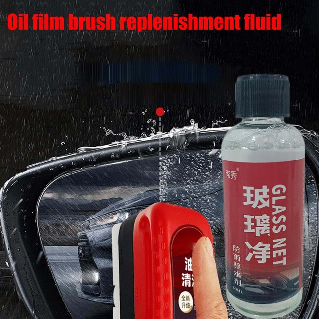 Cepillo limpiador de película de aceite para vidrios de automóviles, botella de 60 ml, suplemento para limpieza profunda de ventanas, espejos retrovisores, etc.