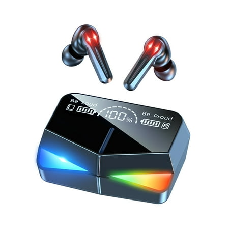 TITOUMI M28 Wireless Earbuds TWS Bluetooth 5.1 Gaming Monster Earphones Touch Control Headphones Microphone Mirror Screen Mini LED Display - Excellent Sound Ensure Fast & Stable Connection Waterproof