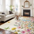 thumbnail image 2 of Large Area Rugs for Living Room Bedroom, Colorful Floral 8'x10' Rug Washable Carpet Runner Indoor Outdoor, Farmhouse Vintage Dragonfly Butterfly Flower Non Slip Floor Mats Rug for Kitchen, Patio, 2 of 8