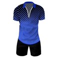 thumbnail image 2 of gvdentm Men Sweatsuits Sets Men's short sets summer short sleeve polo shirt and shorts set casual sport suit Blue,S, 2 of 4
