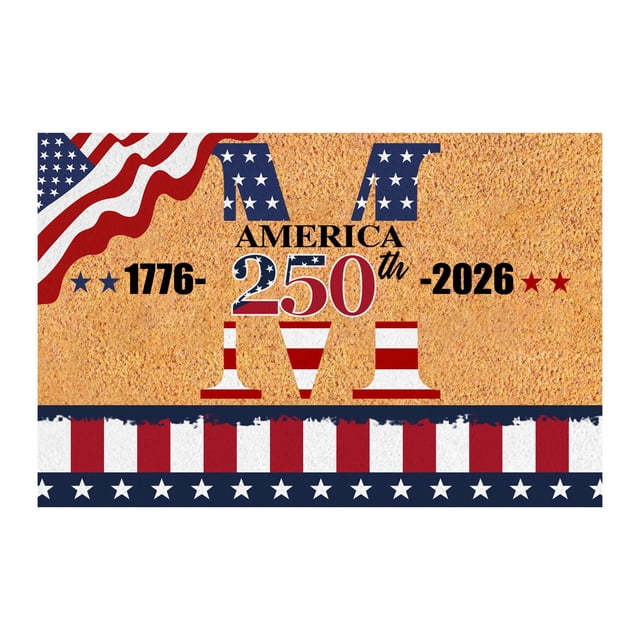 SIfdSeng Custom Last Name Doormat for 4th of July Patriotic Front Door Welcome Mat with and Design