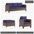 thumbnail image 2 of ACEGOSES 5-Piece Patio Sofa Set Brown Rattan Outdoor Furniture Set Three-Seat Sofa Ottomans Suiting Backyard, Poolside and Patio,Navy Blue, 2 of 7