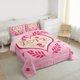 thumbnail image 3 of Feelyou Romantic Love Heart Bedding Comforter Set for Kids, Valentines Day Rose Twin Comforter Sets, Princess Cartoon Pink Reversible Bedding Set, Microfiber Bedroom Decor, 2-Piece, 3 of 8