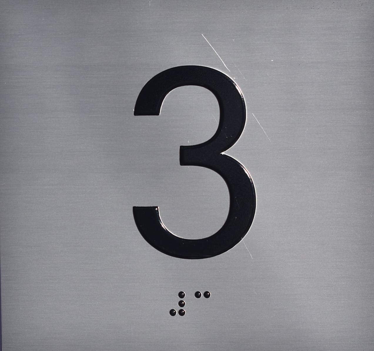 3RD Floor Elevator Jamb Plate Sign with Braille and Raised Number