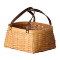 thumbnail image 1 of Cesta de almacenamiento con asa reforzada, llamativa, de madera, para ropa y artículos diversos, cesta de mimbre para el hogar., 1 of 8