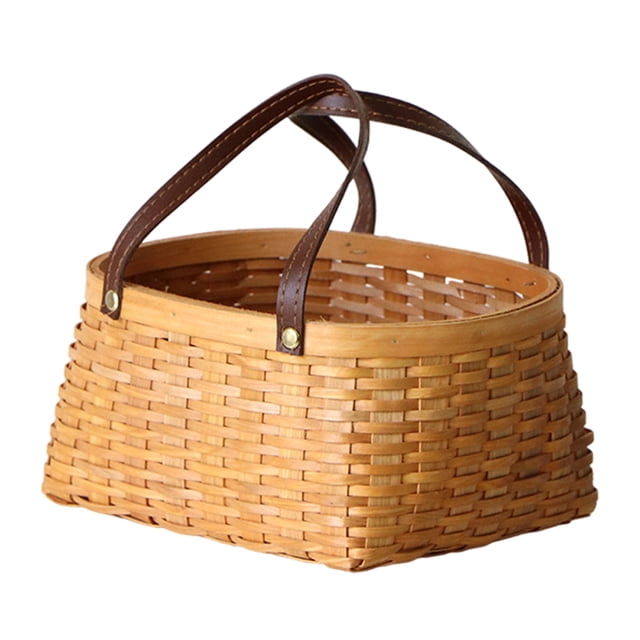 Cesta de almacenamiento con asa reforzada, llamativa, de madera, para ropa y artículos diversos, cesta de mimbre para el hogar.