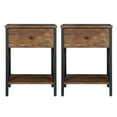 thumbnail image 5 of HomGarden Set of 2 Narrow End Table Industrial Sofa Side Table W/ Drawer, Retro Brown Finish, 5 of 11