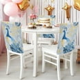 thumbnail image 4 of WOBOGO Watercolor Blue Peacock Dining Room Chair Covers 6 Pieces Super Fit Elastic Fiber Removable Washable Protective Cover, 4 of 6