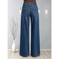 thumbnail image 6 of JOLIP Women's High Waist Seamed Wide Leg Denim Jeans, Dark Wash Panel Front Baggy Denim Pants, 6 of 7