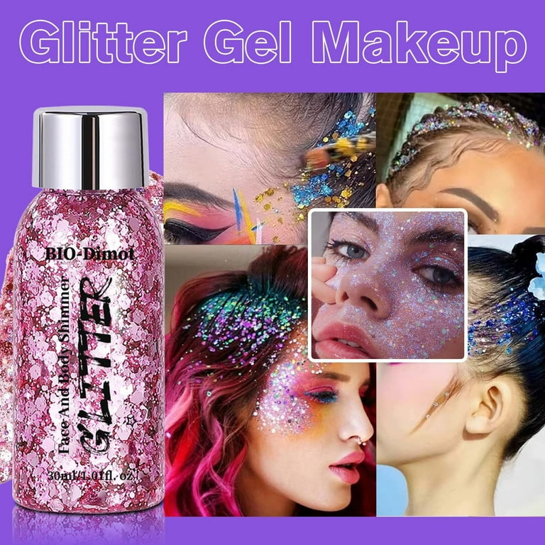 KeirineCC Body Glitter Gel, Sequin Chunky Glitter Face, Hair