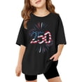 thumbnail image 1 of FYDUU T-Shirts Filles 4 Juillet T-Shirts Été T-Shirts Oversize T-Shirts Graphiques Jour de l'Indépendance T-Shirts Col Rond Manches Courtes T-Shirts Décontractés Hauts T-Shirts Mode Hauts, 1 of 4