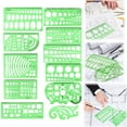 thumbnail image 2 of Clearance Measuring Tools under $10,11PCS Geometric Drawings Templates Drafting Stencils Measuring Tools Plastic Clear Green Ruler Shapes With A Zipper Bags For Architecture Studying Designing And, 2 of 9
