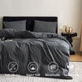 thumbnail image 4 of JOLUSERE Navy Blue White Striped Duvet Cover Twin Set,2-Piece Stripes Pattern Breathable Comforter Cover, 4 of 8