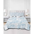thumbnail image 2 of Twin Quilt Bedding Set, Ocean Shell Reversible Summer Quilt 3 Pieces, Summer Coastal Seashells Texture Light Blue Lightweight Bedspreads Coverlets with 2 Pillow Shams for All Seasons, 2 of 5