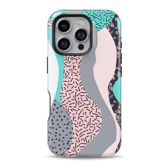 DesignSkinz Scratch-Resistant Hard Slim Case Compatible with iPhone 16 (Compatible with MagSafe) - Retro Summer Mint and Coral