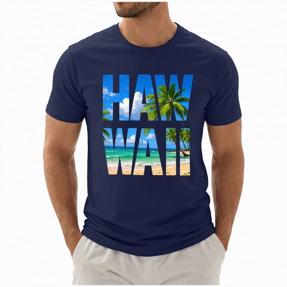 Leey-World Men Tshirt Men's Heavy Weight Crew Neck T-Shirt Mens Premium Cotton Tee - Pre Shrunk(Navy,L)