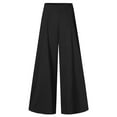 thumbnail image 4 of XuJwPNcy Women Wide Leg Dress Pants High Waist Stretchy Elegant Palazzo Pant Zipper Flowy Work Office Trousers, 4 of 5