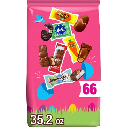 Hershey Assorted Flavored, Easter Basket Candy Bulk Bag, 35.2 oz (66 Pieces)