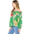 thumbnail image 3 of Flying Tomato Women's Boho Style Off Shoulder Blouse (S, Green), 3 of 4