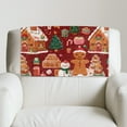 thumbnail image 4 of COEQINE Recliner Headrest Covers PU Leather Headrest Protector with Hook and Loop Straps, Universal Head Rest Covers for Recliner Home Decor, 17x27 Inch, Gingerbread Man Snowman House Red, 4 of 7