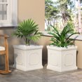 thumbnail image 2 of Greg Outdoor Large Cast Stone Planters, Set of 2, Antique White, 2 of 6