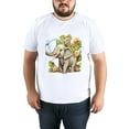 thumbnail image 4 of Men's Graphic TeeWatercolor Elephant Letter Print T-Shirts Round Neck Short Sleeves Sizes XS-5XL Summer Daily Casual Tops, 4 of 5