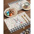 thumbnail image 2 of Easter Placemats Set of 6, Vintage Bunny Tulips Spring Plant Leaf Placemat for Dining Table Decorations, Gray Buffalo Plaid Place Mats, Spring Table Mats for Kitchen Dinner Holiday Party Decor, 2 of 6