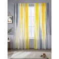 thumbnail image 3 of Yellow Gray White Semi Sheer Curtains 84 Inch Length 2 Panels Set, Farmhouse Gradient Abstract Art Sheer Kitchen Curtain Privacy Voile Window Curtain for Living Room Bedroom Rod Pocket Drapes, 3 of 7