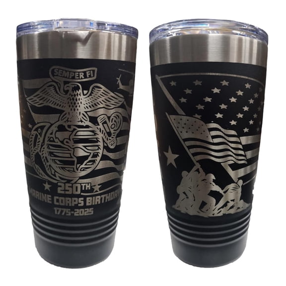 250th Anniversary Military Tribute Tumbler • Full Wrap Laser Engraved • Patriotic Gift • 20oz Polar Camel