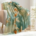 thumbnail image 2 of Koi Fish Flannel Blanket - Lightweight Soft Cozy Unique Gifts Blankets for Nature Lovers,Adult,Women, Watercolor Water Bubble Throw,Home Room Modern Decor 50x40in, 2 of 4