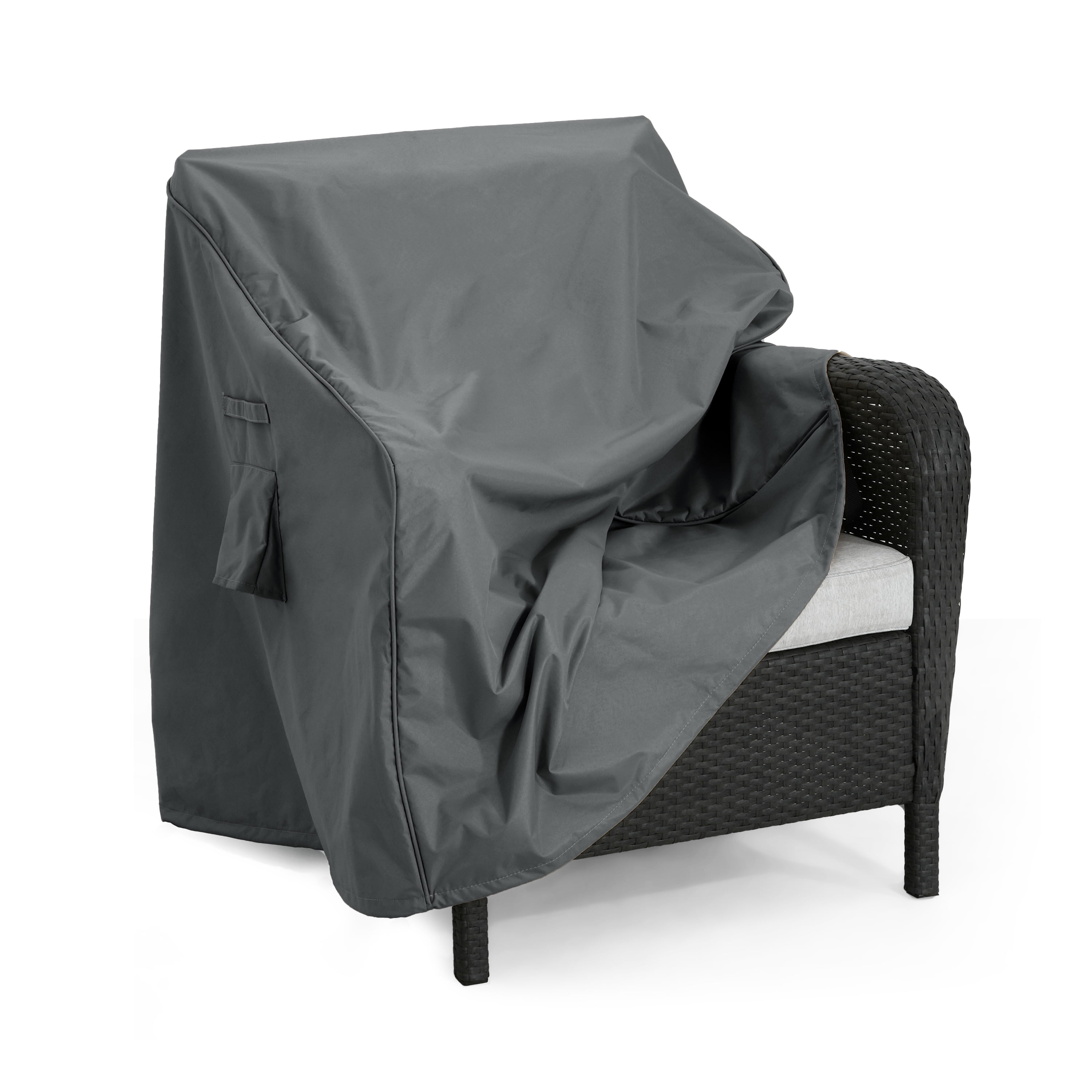 Dark Gray Outdoor Patio Club Chair Cover, UV & Weather Resistant Eco Fabric Waterproof Furniture Protector for Outdoor Single Seat Sofa