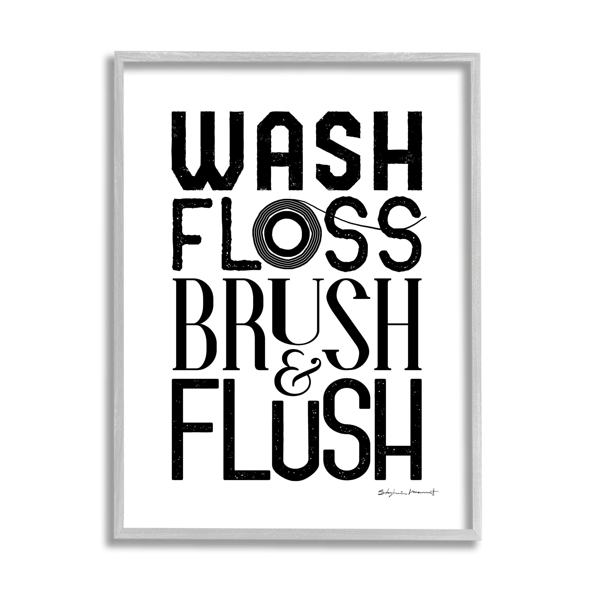Stupell Industries Bathroom Terms Wash Floss Brush Flush Minimal Text, 24 x 30, Design by Stephanie Workman Marrott