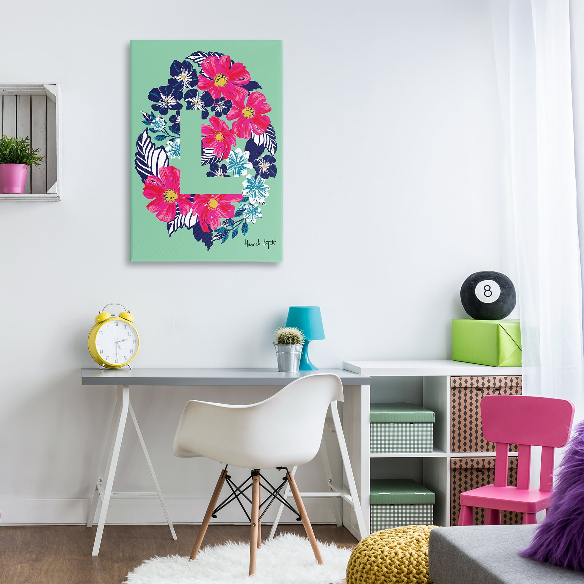 Stupell Industries Floral Bloom Letter L Botanical & Floral Painting Gallery Wrapped Canvas Art Print Wall Art, 24 x 36