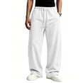 thumbnail image 4 of Men's Baggy Sweatpants Wide Leg Lounge Sweat Pants with Pockets Drawstring Waist Solid Color Jogging Pants L, 4 of 5